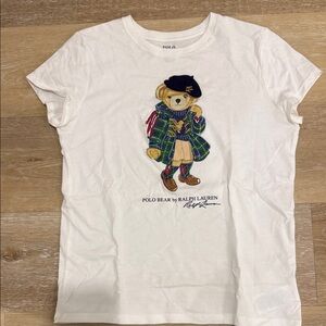 Polo by Ralph Lauren Kids White Tee with Bear in Plaid Coat